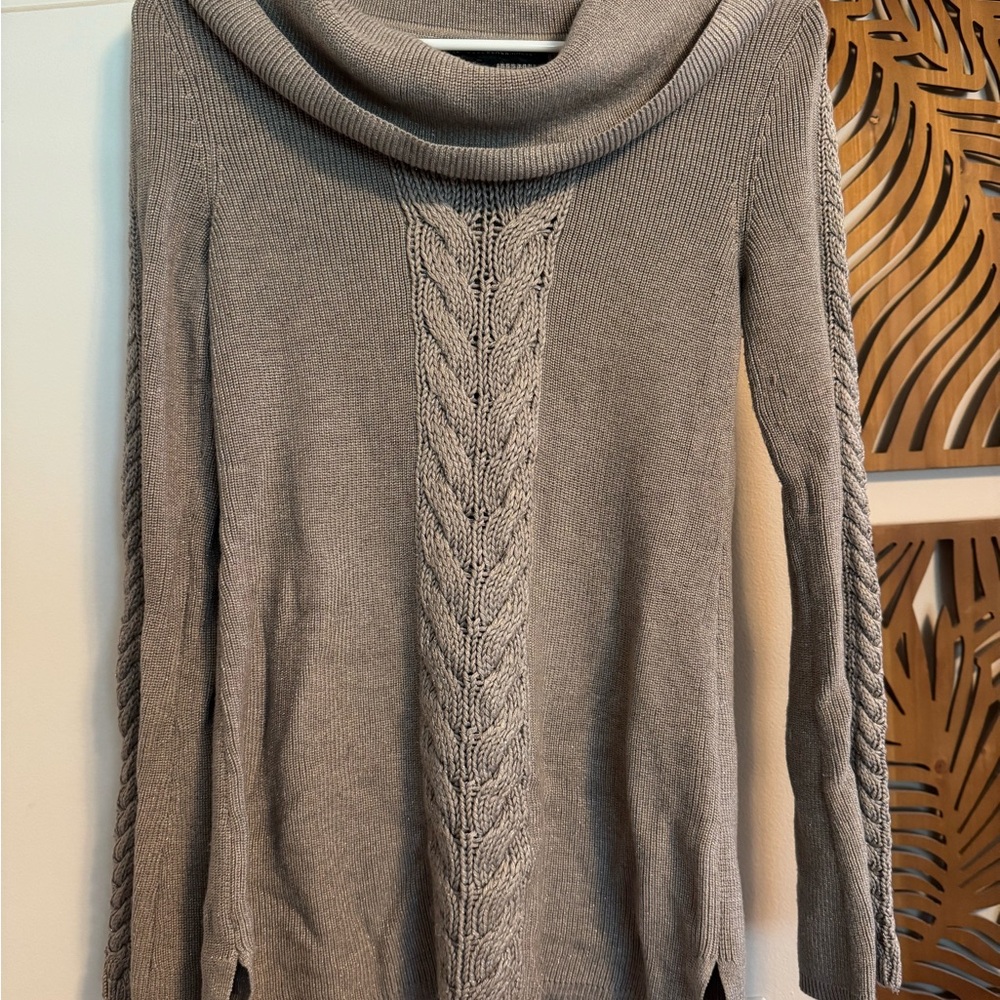 White House Black Market Beige Sparkly Cowl Neck Sweater Size XS Great Condition